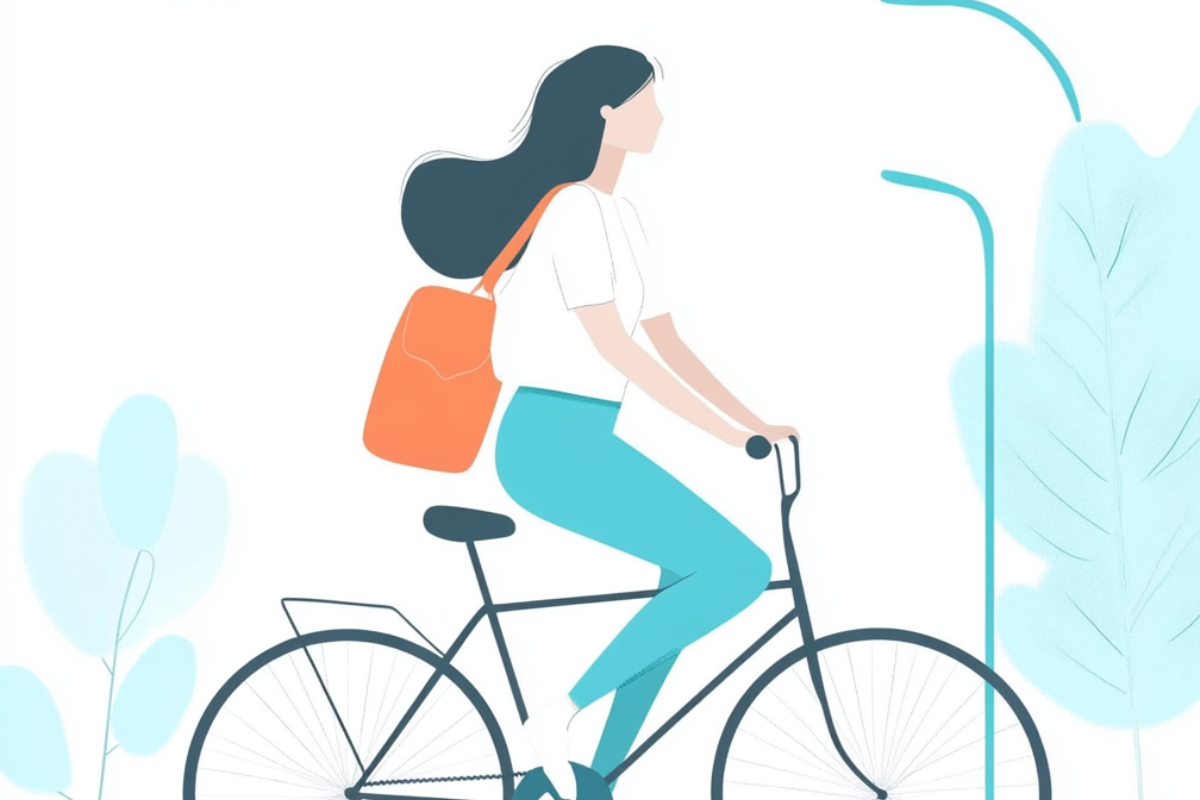 Illustration Frau auf Fahrrad