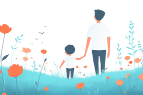 Illustration Vater mit Sohn