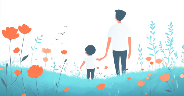 Illustration Vater mit Sohn